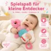 Baby Sensorik Spielzeug Chamäleon Rosa – Plüsch Greifspielzeug mit Beißring, Rassel, Knisterelementen & verschiedenen Stoffstrukturen – Motorikspielzeug für Babys