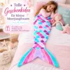 meerjungfrauen-decke-geschenkidee-maedchen Meerjungfrauen-Decke für Kinder – kuschelige Flossen-Decke in Rosa, Türkis & Lila