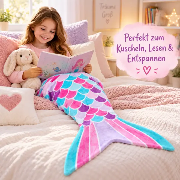 meerjungfrauen-decke-kinder-zum-kuscheln-lesen Meerjungfrauen-Decke für Kinder – kuschelige Flossen-Decke in Rosa, Türkis & Lila