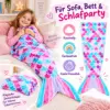 meerjungfrauen-decke-schlafparty-kinder Meerjungfrauen-Decke für Kinder – kuschelige Flossen-Decke in Rosa, Türkis & Lila