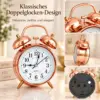 Retro Doppelglocken-Wecker in Rose-Gold – klassisches Design trifft modernen Wohnstil