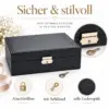 schmuckbox-edles-design-schmuckaufbewahrung Schmuckbox Schwarz mit Schloss – elegante Schmuckaufbewahrung mit 2 Ebenen