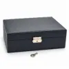 schmuckbox-schwarz-abschliessbar-mit-schluessel Schmuckbox Schwarz mit Schloss – elegante Schmuckaufbewahrung mit 2 Ebenen