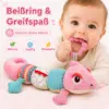 Baby Sensorik Spielzeug Chamäleon Rosa – Plüsch Greifspielzeug mit Beißring, Rassel, Knisterelementen & verschiedenen Stoffstrukturen – Motorikspielzeug für Babys
