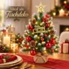 05-mini-weihnachtsbaum-tischdeko Mini Weihnachtsbaum 57 cm mit LED-Lichterkette & Deko-Set – beschneit, im Jutesack