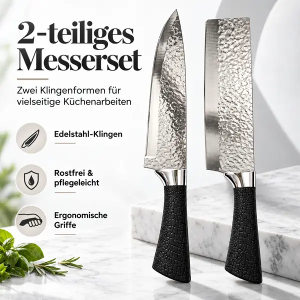 2-teiliges Küchenmesserset aus Edelstahl – scharf, rostfrei & vielseitig