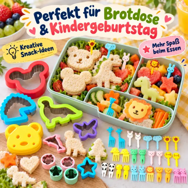 54-teiliges Ausstechformenset für Kinder – Tierpicker & Bento-Zubehör für kreative Brotdosen