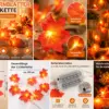 LED Ahornblatt Lichterkette mit 20 Lichtern – batteriebetriebene Herbstdeko mit warmweißem Licht
