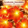 LED Ahornblatt Lichterkette mit 20 Lichtern – batteriebetriebene Herbstdeko mit warmweißem Licht