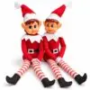 Weihnachtself Wichtel Figuren 35 cm sitzend auf weißem Hintergrund
