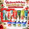 Weihnachtliches Handpflege Set mit 4 Handcremes und 4 Lippenpflegeprodukten in 4 Varianten. 8-teiliges Geschenkset für Weihnachten, Nikolaus & Wichteln.