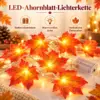 LED Ahornblatt Lichterkette mit 20 Lichtern – batteriebetriebene Herbstdeko mit warmweißem Licht