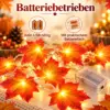 LED Ahornblatt Lichterkette mit 20 Lichtern – batteriebetriebene Herbstdeko mit warmweißem Licht