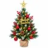 Mini Weihnachtsbaum mit LED und Deko-Set Mini Weihnachtsbaum 57 cm mit LED-Lichterkette und Deko-Set im Jutesack