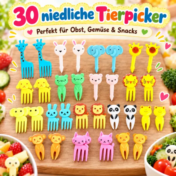54-teiliges Ausstechformenset für Kinder – Tierpicker & Bento-Zubehör für kreative Brotdosen