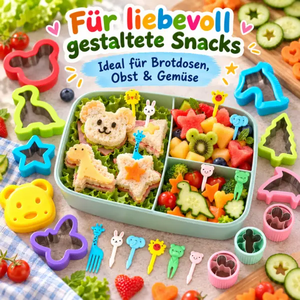 54-teiliges Ausstechformenset für Kinder – Tierpicker & Bento-Zubehör für kreative Brotdosen