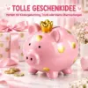 Sparschwein Kinder rosa mit goldener Krone und goldenen Punkten. Niedliche Spardose zum spielerischen Sparen – ideal als Geschenk für Kinder.