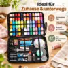 Großes Nähset im Reißverschlussetui mit Garn, Schere, Nadeln, Knöpfen & Nähzubehör – Nähzeug für Zuhause & Reisen