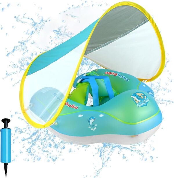 02051dbc6024f28546edd0c10bd9f263.jpg Schwimmring für Babys und Kleinkinder mit Sonnenschutz – Größe L (6 bis 72 Monate)