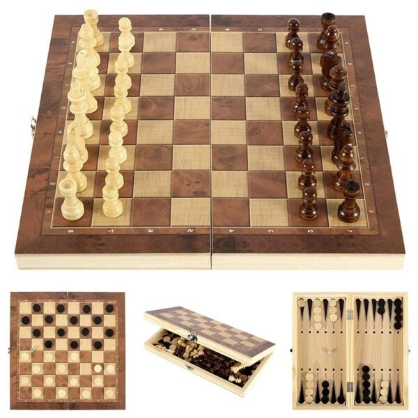 1dbb770a254805ea04e6378e120da507-1.jpg 3-in-1 Holzspiel – Schach, Dame & Backgammon – Klappbares Brettspiel Set mit Figuren – Ideal für Kinder & Erwachsene