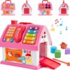 2068e1357ecd6a4d4fb5c00cd040665c.jpg Montessori Haus Spielzeug ab 18 Monaten – Lernspielzeug mit Musik, Formen, Telefon, Xylophon, Steckspiel & Motorik-Spielhaus für Kleinkinder, Rosa