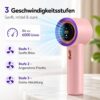 2301597aa30b631b2b5709a0ab3a9a17.jpg Tragbarer Handventilator wiederaufladbar USB-C, Mini Ventilator mit LED-Anzeige, 3 Geschwindigkeitsstufen - Rosa
