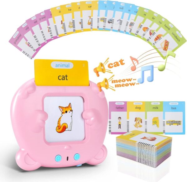 2972bb20cd75be7125fcb437d4b04485.jpg Englisch Lernspielzeug für Kinder – 224 Wörter, 112 Karten, Sprachausgabe, Sprachtrainer - rosa