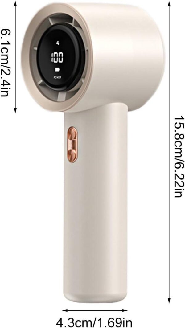 Handventilator wiederaufladbar USB-C, Mini Ventilator mit LED-Anzeige, 3 Geschwindigkeitsstufen - Weiß