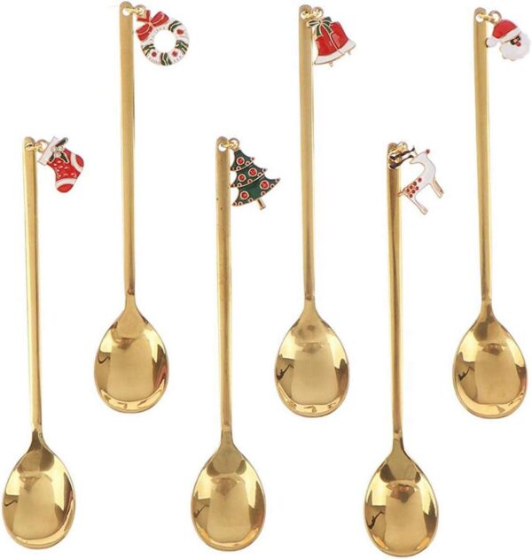 6-teiliges Goldenes Weihnachtslöffel-Set – Kaf