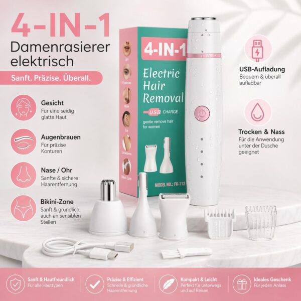 3647e05351e963d35c712fb1605ebb7d.jpg 4-in-1 Damenrasierer elektrisch USB – Intimrasierer, Gesichtshaarentferner, Nasenhaartrimmer & Augenbrauenrasierer – trocken & nass