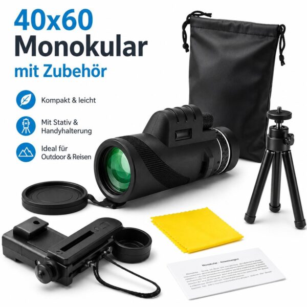 40x60 Monokular Teleskop mit Smartphone-Halter