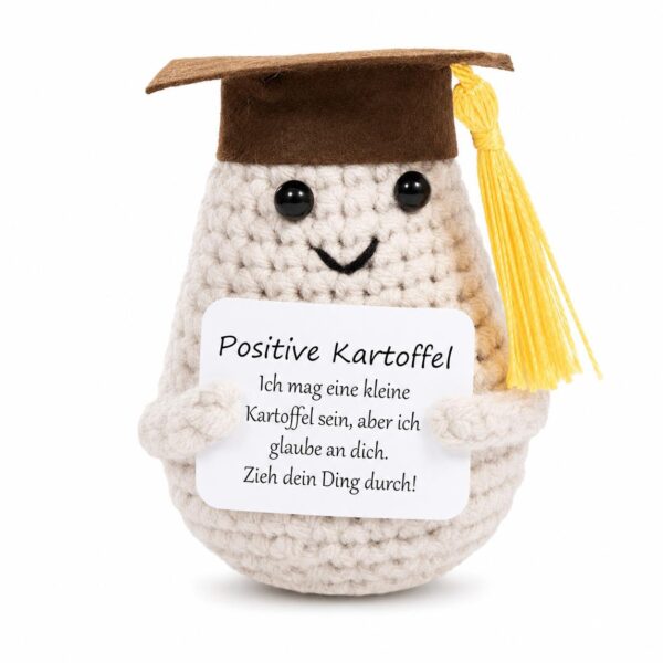 Positive Kartoffel mit Abschlussmütze – kleine