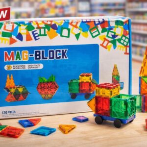 MAG-BLOCK Magnetbausteine 120 Teile – Magnetische Fliesen Set für Kinder ab 3 Jahren – 3D Bauen, Kreativität & Lernen