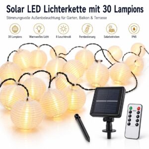 5678bc437bf4f5e99117a205e0e52147.jpg Solar Lichterkette 30 LED Lampions warmweiß
