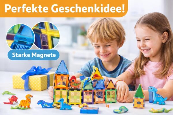 5c0103281b7d5e7deaf44eeb3522e946.jpg Magnetbausteine Dinosaurier Set – 54 Teile (42 Magnetblöcke + 12 Dino-Figuren) – Magnetisches Konstruktionsspielzeug für Kinder ab 3 Jahren