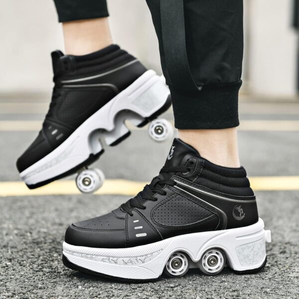 5def27121f57a68d9efe2c259e78c5b7.jpg Rollschuhe Schuhe mit einziehbaren Rollen Größe 37 – Sneaker mit Rollen für Kinder & Jugendliche, Schwarz/Silber, Skate Shoes für Mädchen und Jungs
