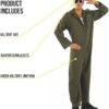 Kampfpilot Kostüm für Herren – Größe L – Fliegeranzug mit Mütze & Sonnenbrille