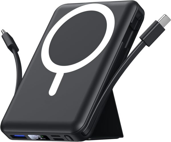 6e2ce8f49e21f65b331c972f66da94e7-1.jpg Magnetische Powerbank mit Standfunktion, kabellos 15W, 20W USB-C, integrierte Kabel, kompakt & faltbar – kompatibel mit iPhone 12/13/14/15/16 Serie