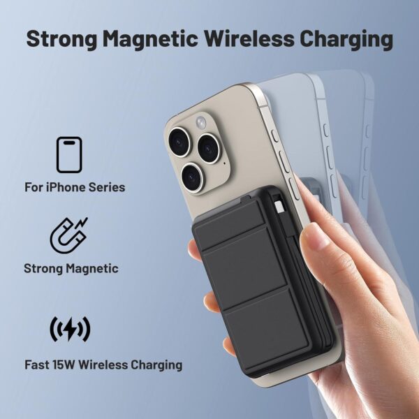 7d6775f7e82e5b79542a767212ba8764.jpg Magnetische Powerbank mit Standfunktion, kabellos 15W, 20W USB-C, integrierte Kabel, kompakt & faltbar – kompatibel mit iPhone 12/13/14/15/16 Serie