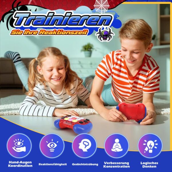QUICK PUSH Spielkonsole für Kinder – Reaktionsspiel mit Licht, Sound & 5 Spielmodi