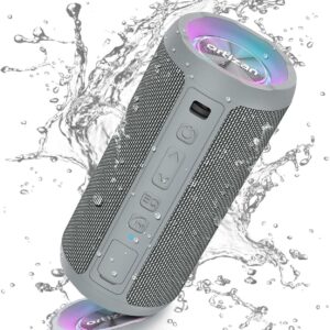 83d88dbfd63245df6281c3cac51736c9.jpg Ortizan Bluetooth Lautsprecher X10 – Tragbarer wasserdichter Speaker IPX7, 30h Akku, Stereo Sound, Bass, RGB LED Licht, TWS, Outdoor & Party Box Grau