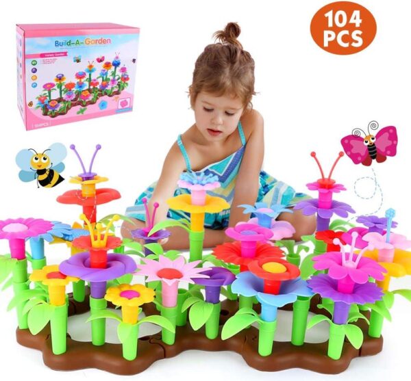 85c9d5044ff81e9f135ccc4e727a9211.jpg Buntes Blumen-Baukasten Spielzeug 104 Teile – Kreatives Steckspiel für Kinder, Garten-Set, Lernspiel ab 3 Jahren