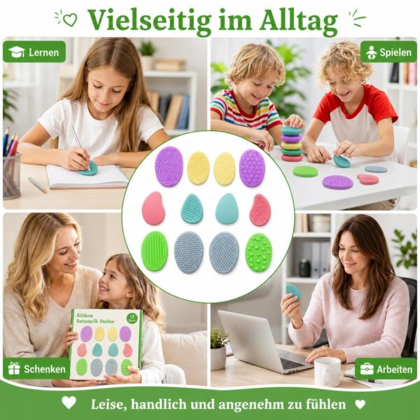 873274096ac4911e422616633ea04087.jpg Sensoriksteine Fidget Toys Set – 12 Stück Anti-Stress Sensory Stones aus Silikon