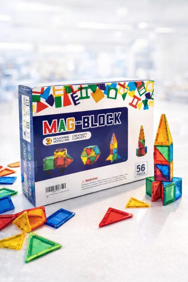 MAG-BLOCK Magnetbausteine Set – 56 Teile | Kreatives Lernspielzeug für Kinder ab 3 Jahren