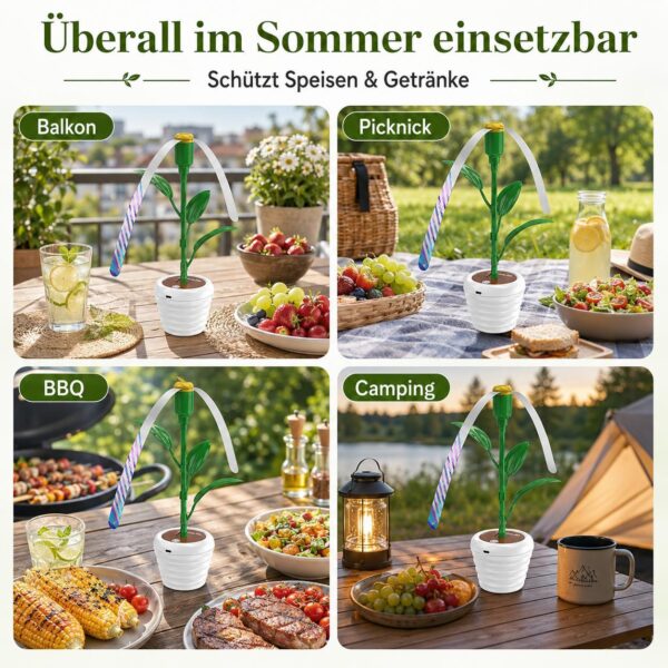 8812c2803183e5ade8ebb7b93d802498.jpg 2er Set Fliegenwedler elektrisch im Topfpflanzen-Design – Fliegenabwehr Ventilator für Tisch, Buffet, BBQ, Picknick & Camping