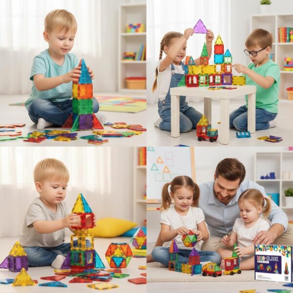 MAG-BLOCK Magnetbausteine Set – 56 Teile | Kreatives Lernspielzeug für Kinder ab 3 Jahren