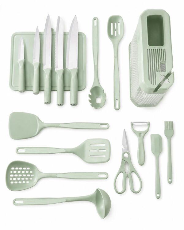 9b7f26f8a57129210b363f6011ec39f3.jpg 17-teiliges Küchenutensilien-Set in Pastellgrü