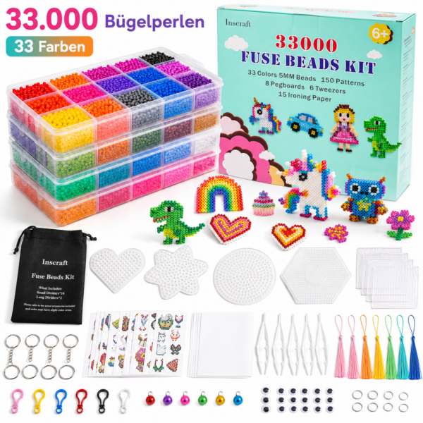 Bügelperlen Set, 33000 teilige große Bügelperlen