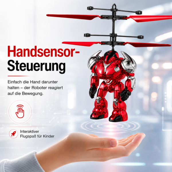 ChatGPT Image 18. Aug. 2026, 14_23_28 (3) Fliegender Roboter mit Sensorsteuerung – rot -Interaktives Flugspielzeug für Kinder