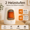 Mini Heizlüfter 1200 W – Elektrische Keramikheizung tragbar & leise | Schnellwärme, Kippschutz, Energiesparend für Büro & Zuhause